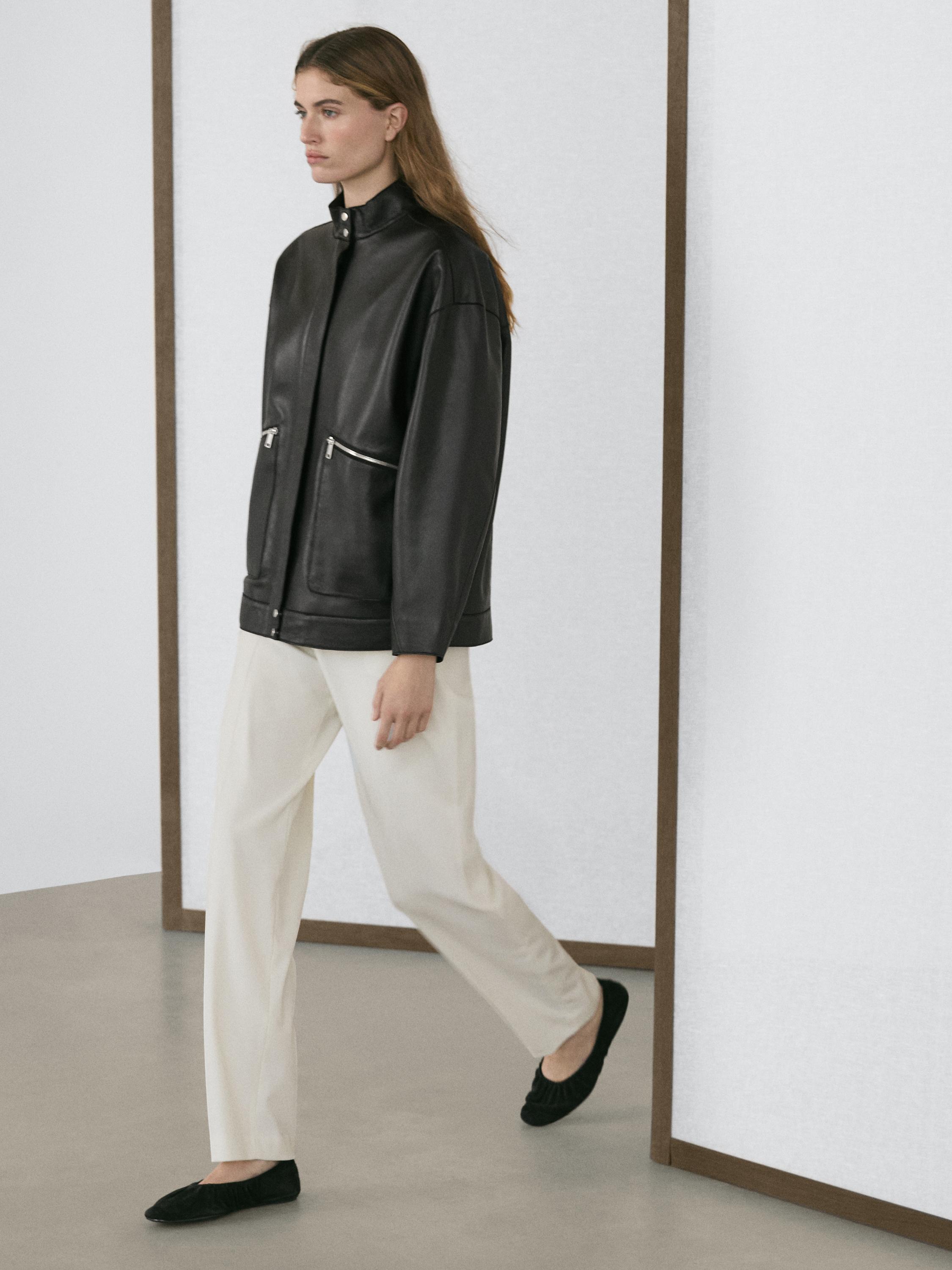 Nappa leather jacket with pocket details